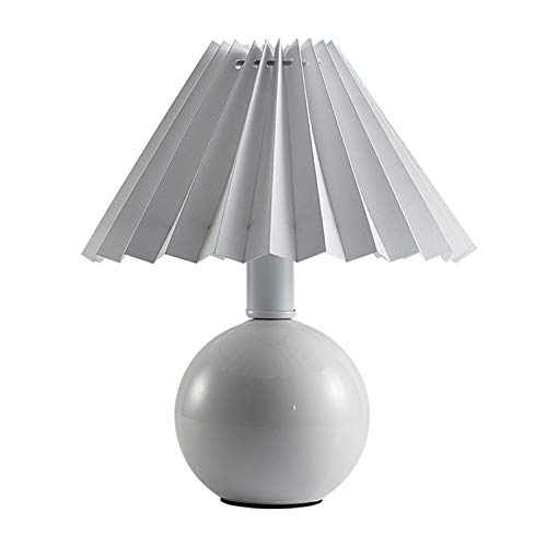 Lampe de bureau en céramique jaune de 13 pouces avec abat-jour plissé