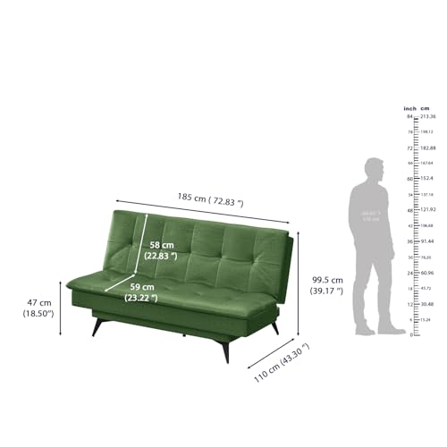 Image of Wakefit Flexia Sofa Cum Bed - Three Seater - Reflection Series Green