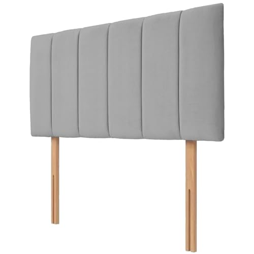 NK Velvet Upholstered Headboard for Divan Beds 20-Inch Lined Extra Padded Plush Headboard with Struts Luxury Bedroom Furniture (Grey 4ft 6inch Double)