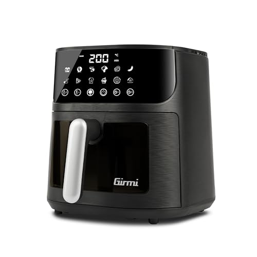 Girmi FG78 Friggitrice ad Aria con Finestra 'Ecofrit Black', 6 Lt, 12 Programmi, 1500 W, Display...