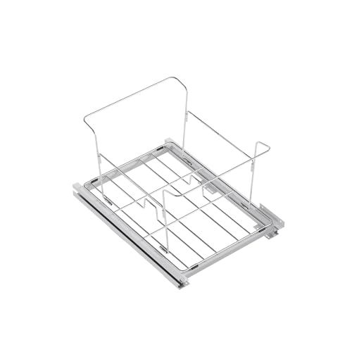 Image of Dowell B18 Aluminum Base Wastebasket Pullout with Door Mount and Two 35Qt /9Gal Plastic Bins (4012 0218+35x2)