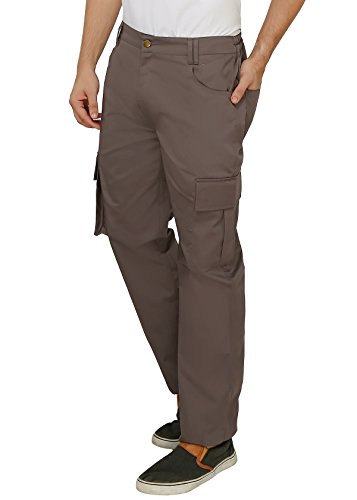 Image of ASHDAN Outdoor Solid Cargos. Regular Fit. Multi-Utility Pockets. Sturdy Polyester-Cotton Blended Cargo Trousers