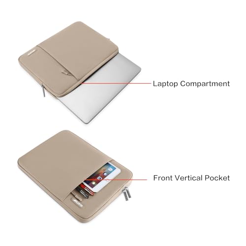 Image of MOSISO Laptop Case 13.3 inch, 13-13.3 inch Laptop Sleeve Compatible with MacBook Air /Pro 13 /Pro 14 M5 M4 M3 M2 M1, HP Dell ASUS Lenovo,Polyester Vertical Computer Sleeve Bag with Pocket, Taupe Brown