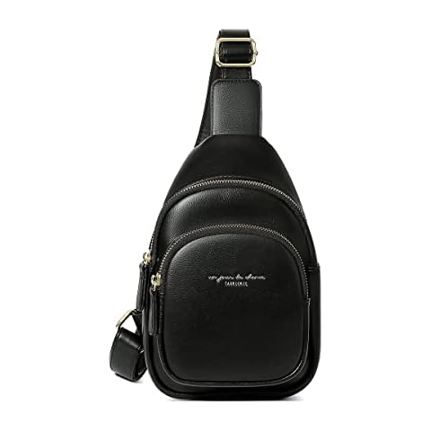Aomiduo Small Sling Backpack Leather Crossbody Bag Purse Shoulder Bags for Student Women Girl…, B-black, L, Sling Backpacks Cover