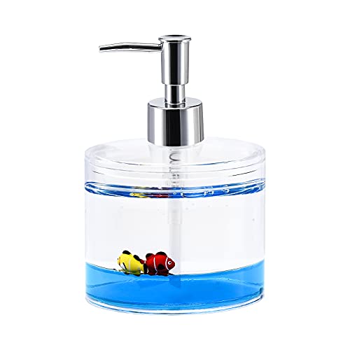 Locco Decor Acrylic Liquid 3D Floating Motion Bathroom Kitchen Vanity Accessory Soap Lotion Dispenser Ocean Cartoon Animal Theme Nimo Fish
