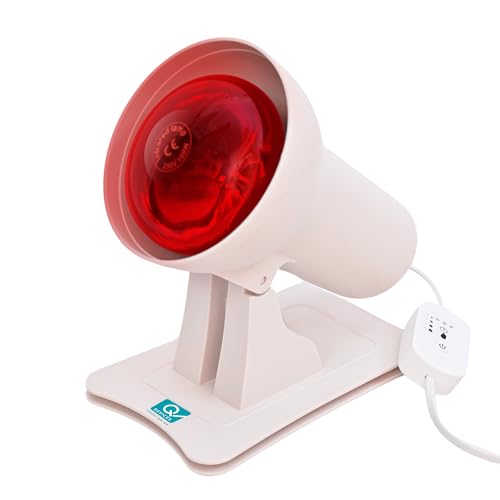 Image of Q DEVICES 150W Infrared Heating Therapy Lamp for Pain Relief | Medical-Grade Physiotherapy Device for Back, Joint & Muscle Pain, Strains & Sprains | Adjustable Tilt Home Heat Lamp (1-Year Warranty)