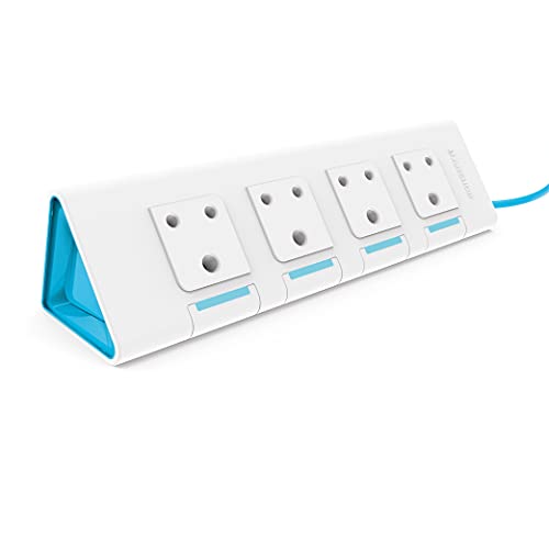 Image of anchor by panasonic 22062 6A Power Strip 4 Socket Spike Guard 4 Switch, 1.5 Mtr (White & Blue), Blue & White
