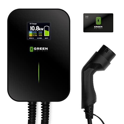 Green Wallbox Station de Recharge pour Voitures électriques EV PHEV/BEV (Câble de Type 2 RFID, 11kW (triphasé) | 16A) Cover