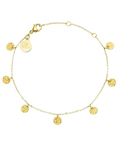 Purelei® Malihini Coin Bracelet (18K Gold plated) – Elegant, Playful Women's Bracelet with Discs – – Adjustable Length 6.3/6.89/7.48 inches – Hawaiian-Inspired & Waterproof