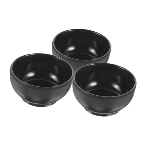 GRIRIW 3pcs The Dish Soy Sauce Dishes Sauce Dishes for Dipping Sauce Server Dish Dipping Bowls Chip Dip Serving Dish Sauce Plates Dip Dish Round Dishes Sauce Bowl Melamine Black re-usable
