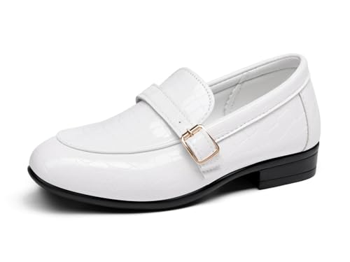 Haloumoning Boys Dress Shoes Kids Slip On Loafers Church Wedding Formal School Uniform Shoes