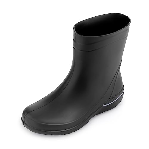 ESTRO Regenstiefel Damen Gummistiefel Halbhoch - Gummistiefel Halbhoch Damen Regenschuhe Gummistiefeletten Regenstiefeletten CR01 (38 EU, Schwarz)