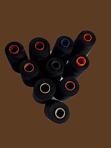 Image of Ace International Exports 3000M Overlock Polyester Yarn Spool Cone Sewing Thread Set Box (Black) -Pack of 10 Spools
