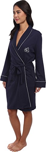 Lauren Ralph Lauren Hartford Lounge Short Shawl Collar Robe - Robe for Women - Long Sleeves - Quilted Cuffs Windsor Navy MD (US 8-10) One Size2