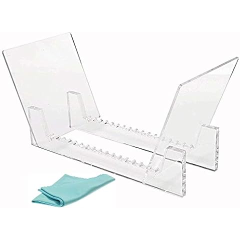 Record-Happy Vinyl Record Holder Acrylic Stand - Premium Crystal Clear LP Rack holds up to 30 Album Lp's Functional Rack Design Perfect for 12” or 7” Singles Cover