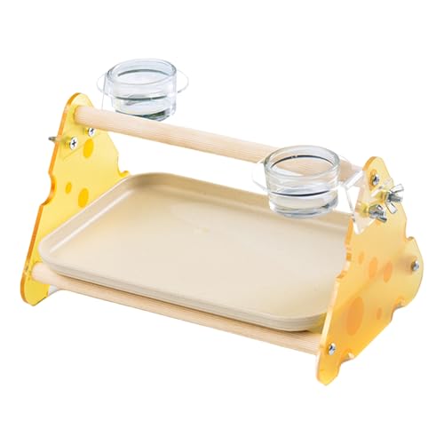 Parrot Training Stand | Bird Activity Center with Removable Tray & Food Bowl, Acrylic & Wood Desktop Toy for Budgies, Parakeets, Conures, Lovebirds, Small Parrots