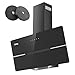IsEasy Cappa Cucina, Cappa Aspirante 90cm di Scarico/Ricircolo con 524 m³/h Forte Potenza di Aspirazione, 3 Livelli di Regolazione, Funzionamento Touch, Nero, 58 dB, Efficienza A++ immagine