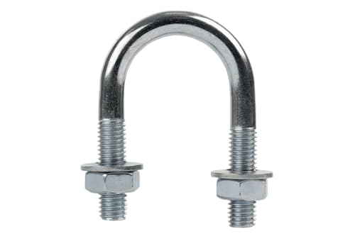 Étrier en U avec Écrous et Rondelles 35/71 - Collier de Serrage M10 x 35 en Acier Galvanisé Massif - Fixation Durable et Résistante à la Corrosion pour...