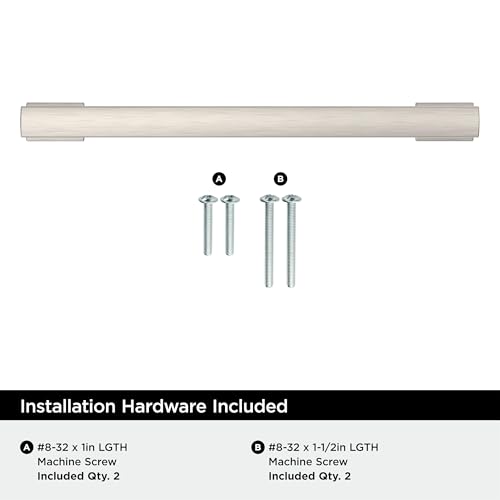 Image of Amerock 25 Pack 6-5 /16 inch Triomphe Satin Nickel Drawer Pull | 6-5 /16 inch (160mm) Center-to-Center Mounting Distance and 7-5 /16 inches Overall Length, Durable Zinc Cabinet Hardware
