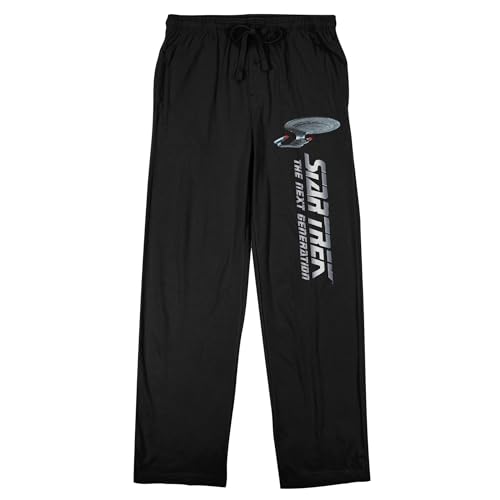 Star Trek: The Next Generation Logo and Enterprise Men's Black Sleep Pants-Large