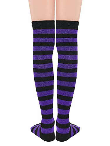 Image of Century Star Thigh High Socks Striped Extra Long Tube for Women Over the Knee Athletic Sports Socks Plus Size Stockings