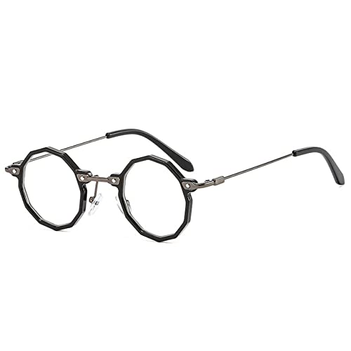 Lunettes de soleil steampunk polygone noir clair rétro avec protection UV400