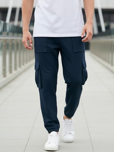 Image of Bewakoof Air 1.0 Men's Solid Oversized Fit Poly Cotton Cargo Joggers