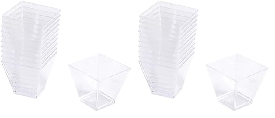 Homéa, Set de 25 Verrines en Plastique Réutilisable Carre 60Ml Transparent (Lot de 2)