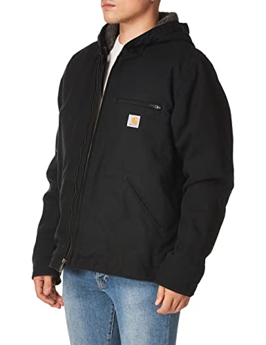 Carhartt mens Relaxed Fit Washed Duck Sherpa-lined Jacket Work Utility Outerwear, Black, Large US Carhartt mens Relaxed Fit Washed Duck Sherpa-lined Jacket Work Utility Outerwear, Black, Large US