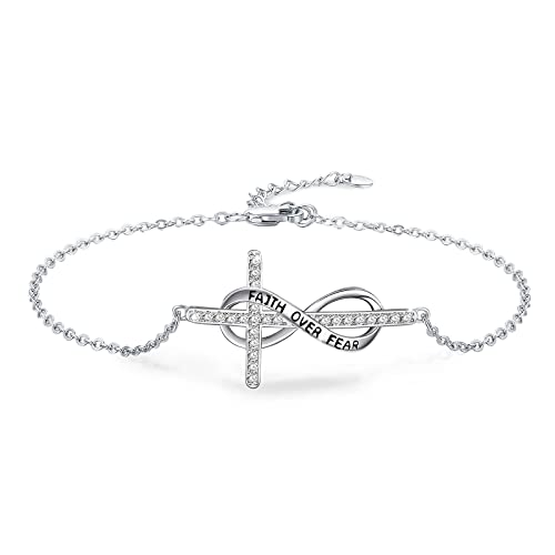Image of MEDWISE Mothers Day Gifts for Mom Women Infinity Anklet 925 Sterling Silver Adjustable Cross Anklet Summer Beach Jewelry Gifts for Daughter Women Wife Mom