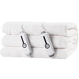 Electric Heated Blanket 84'x90' Queen Size, Soft Coral Fleece, Dual Controllers with 4 Heating Levels and 10 Hours Auto-Off, Machine Washable, Cozy Plush Fabric for Home, White