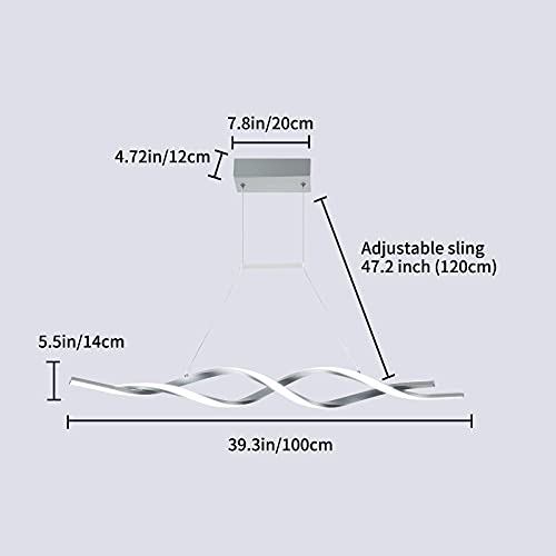 Jaycomey Modern Led Pendant Lighting Fixtures, Dimmable Chandelier With Remote Control, Acrylic And Aluminum Wave Shape Chandelier For Dining Rooms Kitchen Island Restaurant, 3000-6000K, 28W, Gray #TOP4