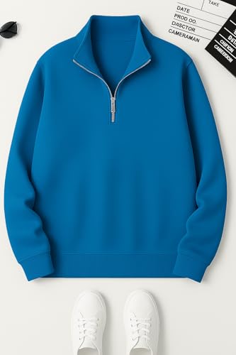 Image of Mack Jonney Men's Fleece Half-Zip High Neck Sweatshirt | Warm & Stylish Winter Wear -M4563