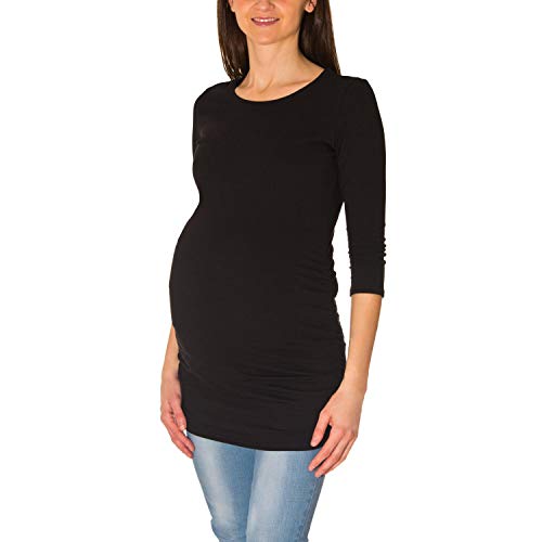 Alkato Premamá Top Túnica de Maternidad Manga 3/4, Negro, M/ES40