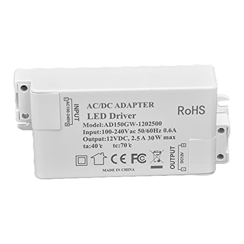 Image of LED Driver,30W DC 12V 2.5A LED Driver Constant Voltage No Flicker LED Light Transformer 100‑240V