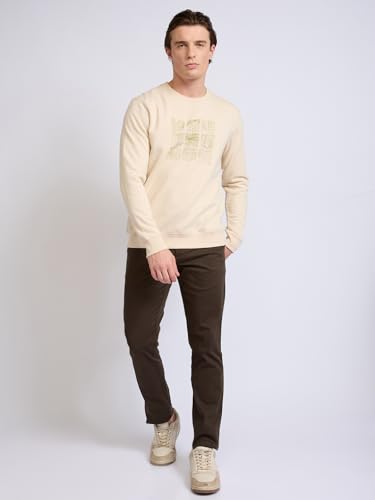 Image of Park Avenue Men Full Sleeve Slim Fit Print Pattern Cotton Polyester Blend Regular Neck Regular Neck Casual Sweatshirt