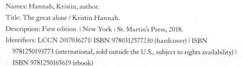 The Great Alone. 2018 Issued-Signed Edition, Fi... 1250212995 Book Cover