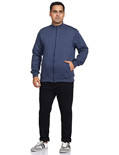 Image of Amazon Brand - Symbol Men Cotton Blend High Neck Zipper Sweatshirt (Available in Plus Sizes)