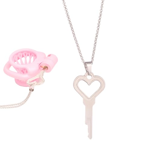 Schlüssel Keuschheitsschloss mit Kette Herz Anhänger,Chastity Cage Invisible Key für die Männer,Keuschheitsgürtel Universal Z