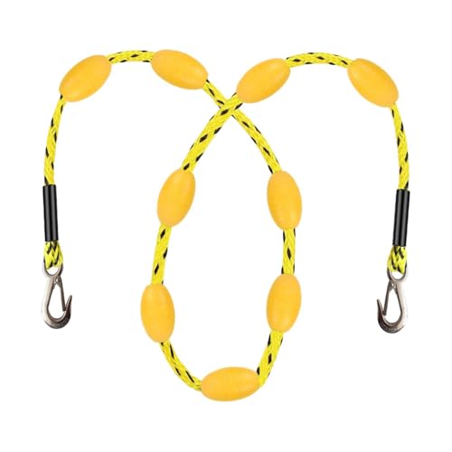 Menolana 60ft Tow Rope, W/Floats for 1 to 6 Riders, Watersport Accessories, Heavy Duty with Hook, Boating Tow Rope, Towable Tube, Yellow Black Spots
