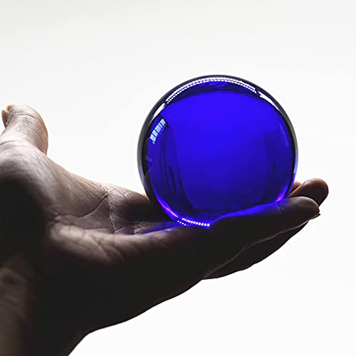 Uoudio Gazing Ball Spiral Tail Wind Spinner Stabilizer，Indoor Outdoor Decoration Stainless Steel Glass Ball With Hanging Swivel Hook 11" Inch (Mazarine) #TOP2