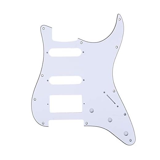 Musiclily Pro 11 Agujeros HSS Golpeador Strat ST para Guitarra Eléctrica American Stratocaster, 3 capas Blanco