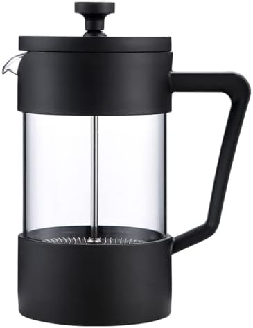 LVVMET French Press Coffee Maker 12oz/350mL, 304 Stainless Steel Filters and Thicken Borosilicate Glass, Black