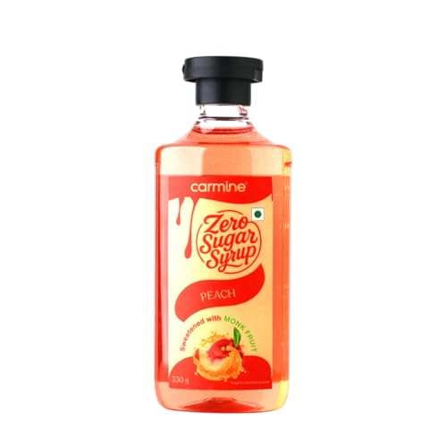 Image of Carmine Zero Sugar Peach Syrup - 330g | New & Improved Recipe | Sweetened with Pure Monk Fruit | Natural, Plant-Based Sweetener | No Added Sugar or Artificial Ingredients