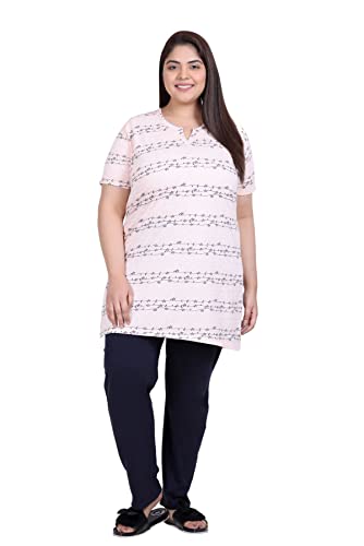 Image of In Love Women's Cotton Plus Size Longline T-Shirt Half Sleeve with Pockets