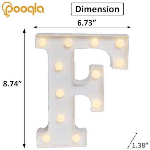 Image of Pooqla LED Marquee Letter Lights Sign, Light Up Alphabet Letter for Home Party Wedding Decoration F