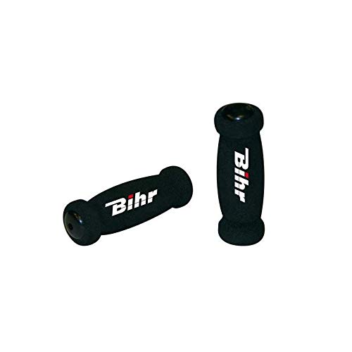 Bihr - Poignées Guidon Moto Quad Mousse Foam Grip Noir Spécial Hiver 12Cm 22/24Mm