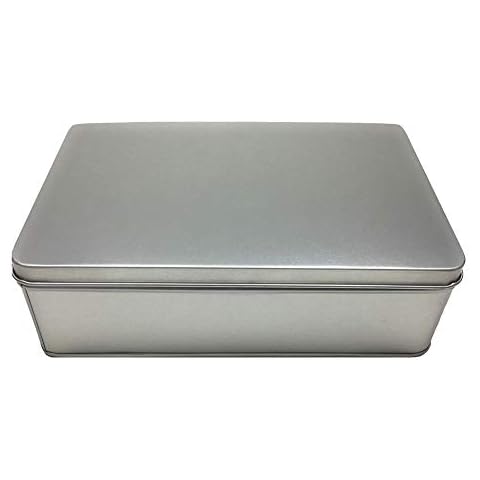 Balna 1 Stück Vorratsdose Gebäckdose Keksdose rechteckig Metallbox Metalldose klein mit Deckel aus Weissblech, Metall Geschenkdose 19,7 cm x 12,8 cm x 6,0 cm Cover