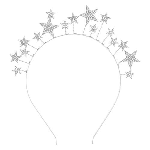 Haarreif Sterne Zubehör für Alien Kostüm Damen Sternhaarreif Haarschmuck Mädchen Stars Headband Rhinestone Glitzer Stirnband Kopfschmuck Kristall Sternenhaarreifen für Karneval Neujahrsparty
