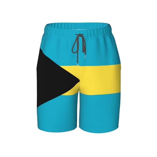 Flag of The Bahamas Youth Beach Pants, Soft and Breathable, with Drawstring Waist, Suitable for Sports and Leisure.